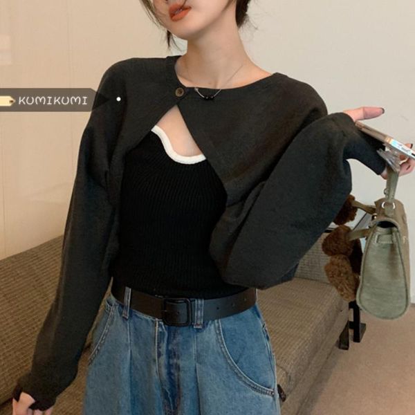women's knits & tees knit sweater women short gray shawl cardigan jacket autumn camisole two-piece suit, White
women's knits & tees knit sweater women short gray shawl cardigan jacket autumn camisole two-piece suit, White