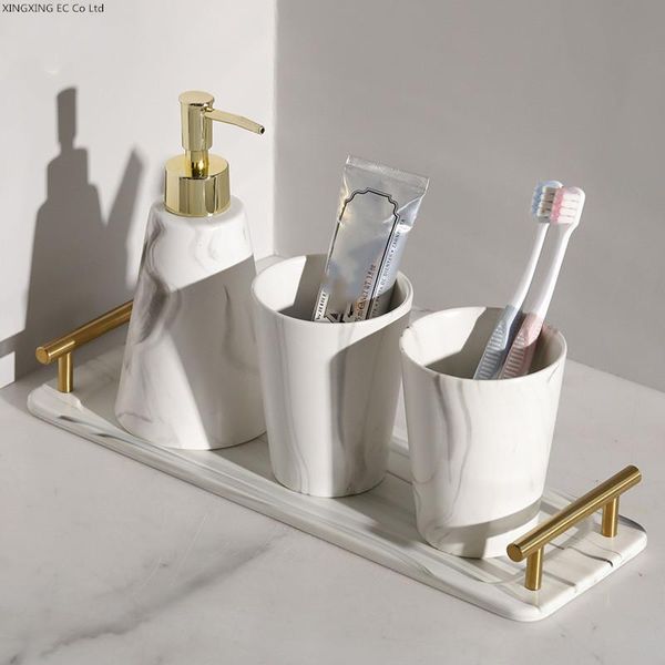 bath accessory set nordic light luxury marbled bathroom decoration accessories ceramic toothbrush holder cup soap dish storage tray four-pie
bath accessory set nordic light luxury marbled bathroom decoration accessories ceramic toothbrush holder cup soap dish storage tray four-pie
