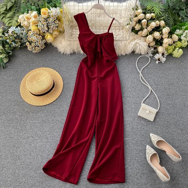 women's jumpsuits & rompers ins off-the-shoulder irregular ruffle thin broad legs jumpsuit women sleeveless solid color overalls k659, Black;white
women's jumpsuits & rompers ins off-the-shoulder irregular ruffle thin broad legs jumpsuit women sleeveless solid color overalls k659, Black;white