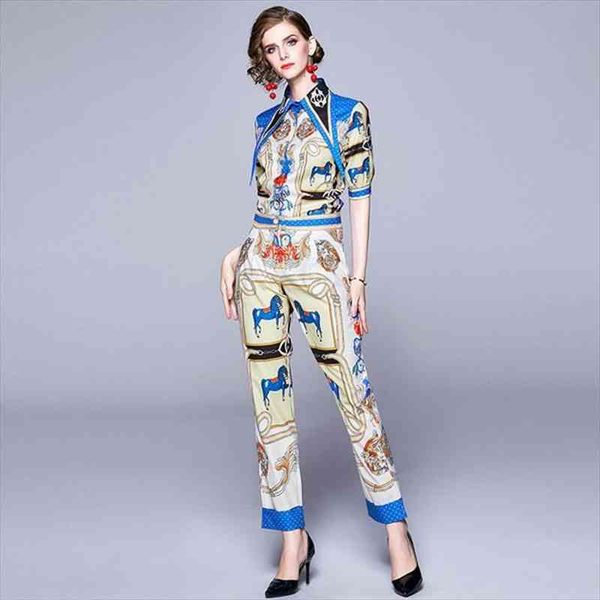 fashion runway designer suit womens pants summer long sleeve turn down collar print shirt hight waist pencil 2 piece, White
fashion runway designer suit womens pants summer long sleeve turn down collar print shirt hight waist pencil 2 piece, White