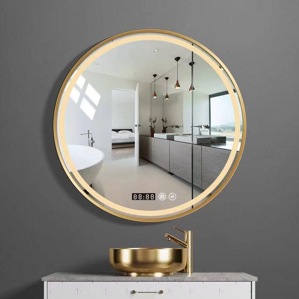 mirrors circle mount light digital bathroom mirror with monitor smart round wall led shower espejo con luz