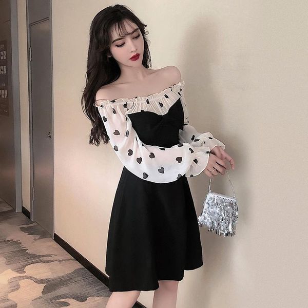 casual dresses spring autumn flare sleeve slash neck style dress elegant black fashion brand party print bow women's clothing, Black;gray
casual dresses spring autumn flare sleeve slash neck style dress elegant black fashion brand party print bow women's clothing, Black;gray