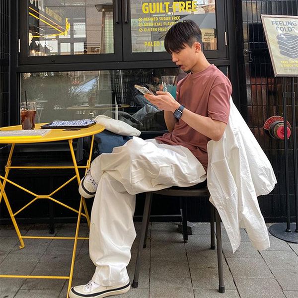 men's pants 2021 loose straight multi pocket cargo for men solid color black white casual korean sweatpants
men's pants 2021 loose straight multi pocket cargo for men solid color black white casual korean sweatpants