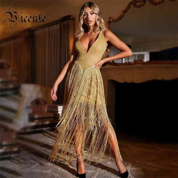 chic woman long dress sparkle fabric tassels design v neck sleeveless celebrity party club bandage vestido 210520, Black;gray
chic woman long dress sparkle fabric tassels design v neck sleeveless celebrity party club bandage vestido 210520, Black;gray