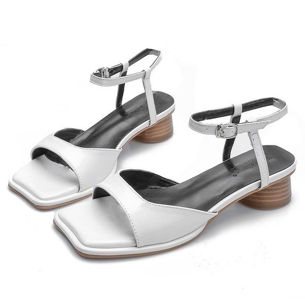 sandals summer women's solid color mid-heel shoes thick heel square toe office, Black
sandals summer women's solid color mid-heel shoes thick heel square toe office, Black