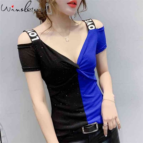 contrast-color women t-shirt summer partchwork short sleeve v neck t shirts casual off shoulder tee camiseta verano t03712b 210330, White
contrast-color women t-shirt summer partchwork short sleeve v neck t shirts casual off shoulder tee camiseta verano t03712b 210330, White