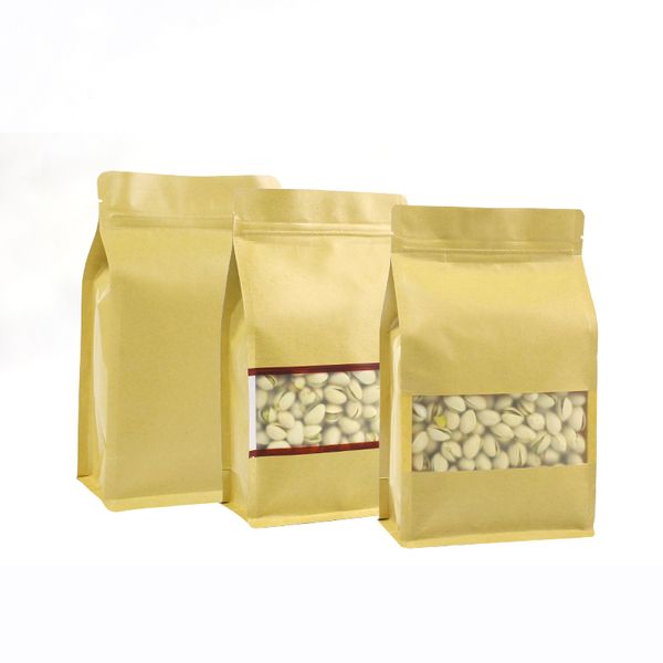 50pcs thick flat bottom zip lock kraft paper bag window side gussets ziplock stand up kraft package bags with tear notch
50pcs thick flat bottom zip lock kraft paper bag window side gussets ziplock stand up kraft package bags with tear notch