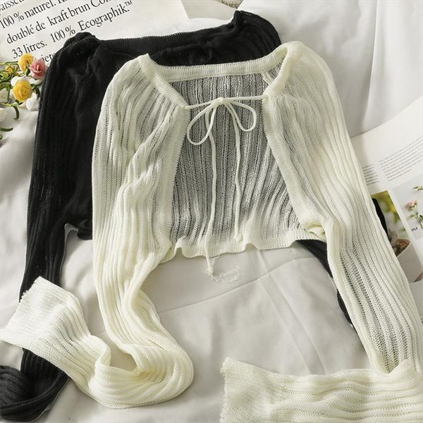 summer thin knitted cardigans women sweaters crop long sleeve hollow out knit cardigan sweater coat korean clothes sunscreen knitwear, White;black
summer thin knitted cardigans women sweaters crop long sleeve hollow out knit cardigan sweater coat korean clothes sunscreen knitwear, White;black