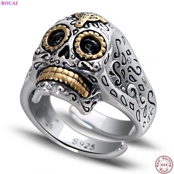 real sterling silver s925 ring skull male personality retro thai cross opening argentum rings for men and women cluster, Golden;silver
real sterling silver s925 ring skull male personality retro thai cross opening argentum rings for men and women cluster, Golden;silver