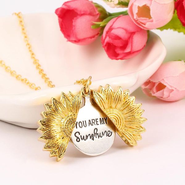 gold necklace you are my sunshine pendant unique sunflower necklaces party jewelry women gift, Silver
gold necklace you are my sunshine pendant unique sunflower necklaces party jewelry women gift, Silver