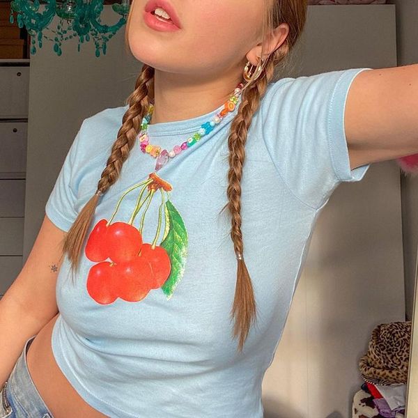 cute cherry print tees y2k aesthetics o-neck short sleeve crop kawaii blue baby t-shirt women summer fashion 90s streetwear women's, White
cute cherry print tees y2k aesthetics o-neck short sleeve crop kawaii blue baby t-shirt women summer fashion 90s streetwear women's, White