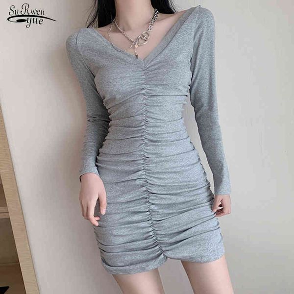 fashion spring korean v-neck high waist hip short dress pleated sheath bodycon dresses for women robe femme 12708 210521, Black;gray
fashion spring korean v-neck high waist hip short dress pleated sheath bodycon dresses for women robe femme 12708 210521, Black;gray
