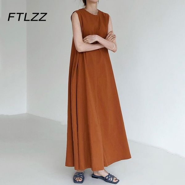 korean chic vintage dres round neck loose oversize solid color casual sleeveless long summer woman robe 210602, Black;gray
korean chic vintage dres round neck loose oversize solid color casual sleeveless long summer woman robe 210602, Black;gray