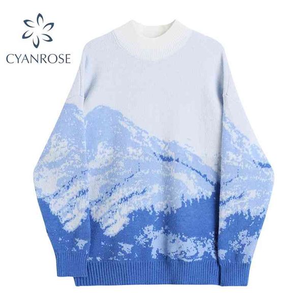 pullover sweater women streetwear oversized mountain retro knitwear female casual loose hiphop crewneck couple knitted 210430, White;black
pullover sweater women streetwear oversized mountain retro knitwear female casual loose hiphop crewneck couple knitted 210430, White;black