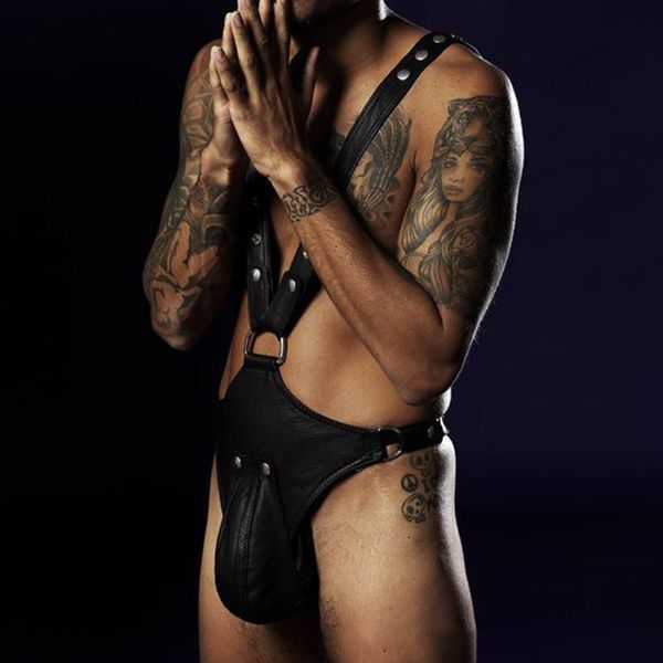 underpants men underwear faux leather tight-fitting jumpsuit thong t-back button halter sissy gay temptation lingerie, Black;white
underpants men underwear faux leather tight-fitting jumpsuit thong t-back button halter sissy gay temptation lingerie, Black;white