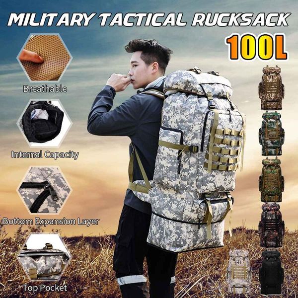 backpack upgraded 100l large military molle camping bag rucksack tactical men hiking climbing travel outdoor sport bags
backpack upgraded 100l large military molle camping bag rucksack tactical men hiking climbing travel outdoor sport bags