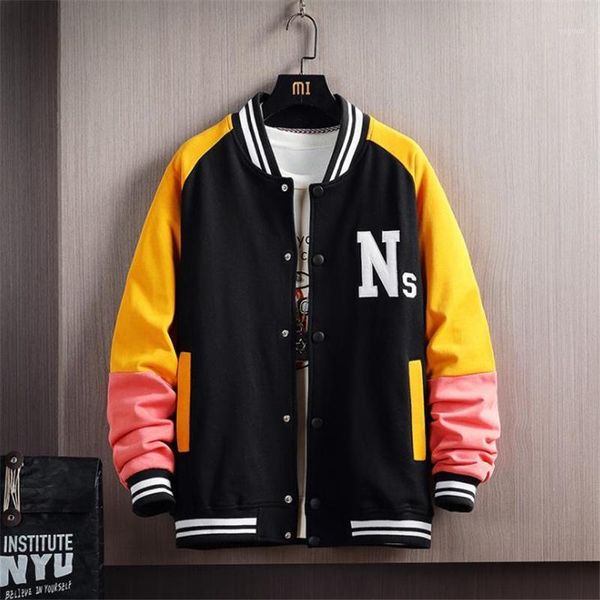 mens baseball jacket embroidery patchwork color casual coat style fashion streetwear male bomber men's jackets, Black;brown
mens baseball jacket embroidery patchwork color casual coat style fashion streetwear male bomber men's jackets, Black;brown