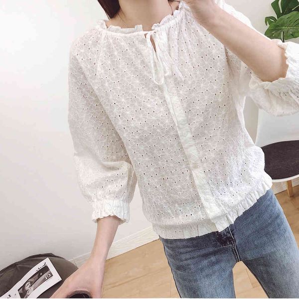women's blouses & shirts ruffled collar hollow out floral embroidery bow white shirt cotton blouse 18t6
women's blouses & shirts ruffled collar hollow out floral embroidery bow white shirt cotton blouse 18t6