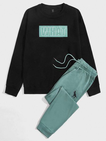 men letter graphic pullover & dinosaur print drawstring waist sweatpants c2e5#, Gray
men letter graphic pullover & dinosaur print drawstring waist sweatpants c2e5#, Gray