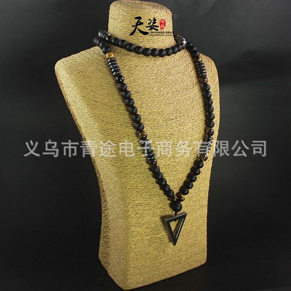pendant necklaces gothic retro triangle personality men's necklace tiger eye matte black agate jewelry accessories, Silver
pendant necklaces gothic retro triangle personality men's necklace tiger eye matte black agate jewelry accessories, Silver