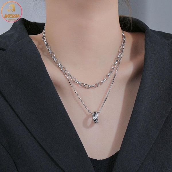 chains akizoom double layers necklace stainless steel choker circle bead chian pendant for women punk jewelry gift, Silver
chains akizoom double layers necklace stainless steel choker circle bead chian pendant for women punk jewelry gift, Silver