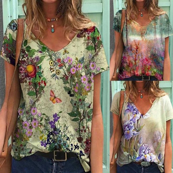 women's t-shirt plus size for women boho short sleeve tee floral printed woman tshirts v-neck t-shirts harajuku femme 2021, White
women's t-shirt plus size for women boho short sleeve tee floral printed woman tshirts v-neck t-shirts harajuku femme 2021, White