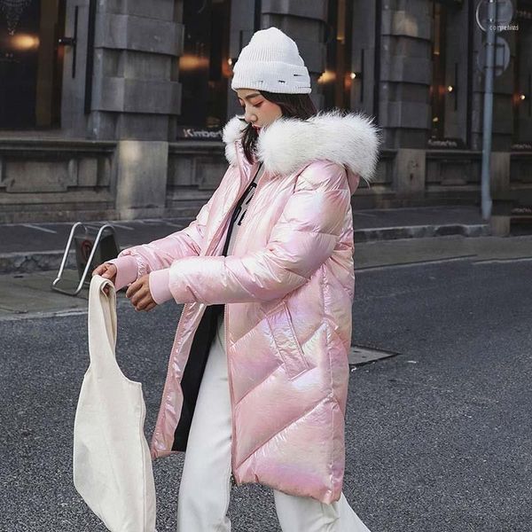 metal bright fur collar hooded casual long jacket solid bomber streetwear parka women winter cotton padded warm slim parkas1, Black
metal bright fur collar hooded casual long jacket solid bomber streetwear parka women winter cotton padded warm slim parkas1, Black