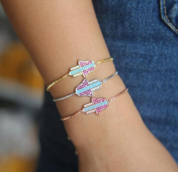 charm bracelets colorful hamsa hand cubic zirconia jewelry design slider box chain fatimas turkish lucky girl bracelet, Golden;silver
charm bracelets colorful hamsa hand cubic zirconia jewelry design slider box chain fatimas turkish lucky girl bracelet, Golden;silver