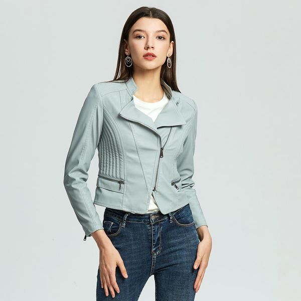 women's leather & faux ailegogo 6 colors autumn women moto biker stand collar zipper short jacket slim fit female streetwear outwear, Black
women's leather & faux ailegogo 6 colors autumn women moto biker stand collar zipper short jacket slim fit female streetwear outwear, Black