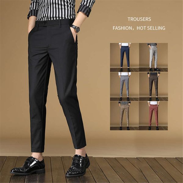 non ironing trousers small feet fall in spring and summer suit pants business slim fit nine point youth casual, Black
non ironing trousers small feet fall in spring and summer suit pants business slim fit nine point youth casual, Black