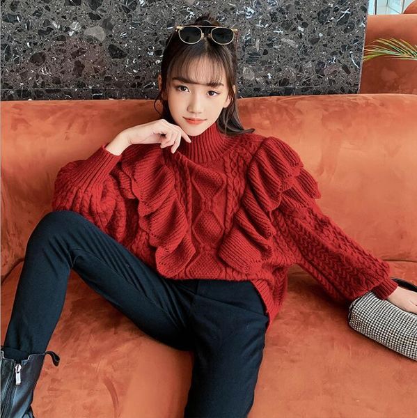 pullover 2021 wholesale girls knitted ruffles sweater autumn winter cotton fashion sweaters 5-10 years c9, Blue
pullover 2021 wholesale girls knitted ruffles sweater autumn winter cotton fashion sweaters 5-10 years c9, Blue