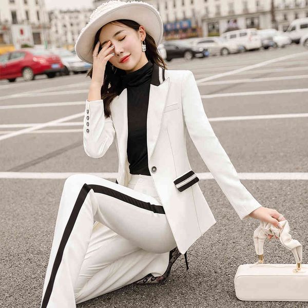 pant female fashion black solid suit plus size 5xl girl 2 piece casual blazer jackets and stripe broad leg pants, White
pant female fashion black solid suit plus size 5xl girl 2 piece casual blazer jackets and stripe broad leg pants, White