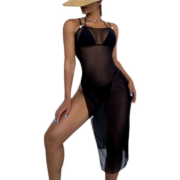 women's swimwear bikini cover up long black beach dress women mesh beachwear, White;black
women's swimwear bikini cover up long black beach dress women mesh beachwear, White;black