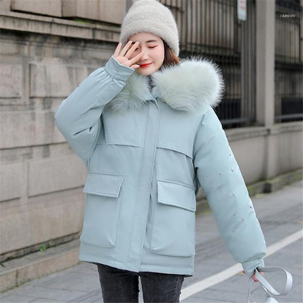 women's down & parkas short cotton-padded jacket 2021 winter fashion style student big fur collar hooded long-sleeved thick war, Black
women's down & parkas short cotton-padded jacket 2021 winter fashion style student big fur collar hooded long-sleeved thick war, Black