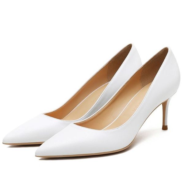 genuine leather shoes white women pumps pointed toe spring summer office lady dress f0050, Black
genuine leather shoes white women pumps pointed toe spring summer office lady dress f0050, Black