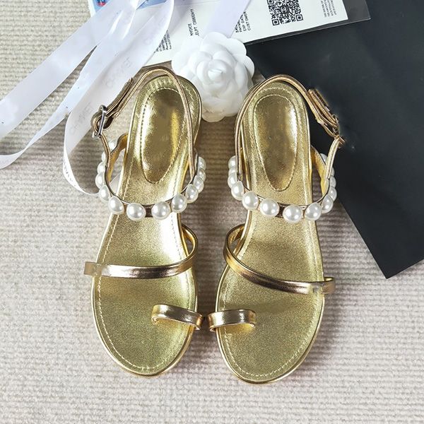 chain designer flat heel sandals with pearl beading genuine real leather ankle strap, Black
chain designer flat heel sandals with pearl beading genuine real leather ankle strap, Black