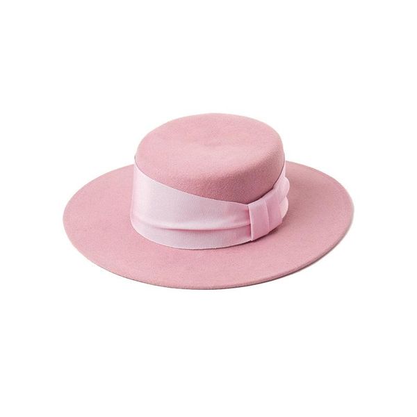 wide brim hats x4020 wool canotier fashion fedora flat felt boater, Blue;gray