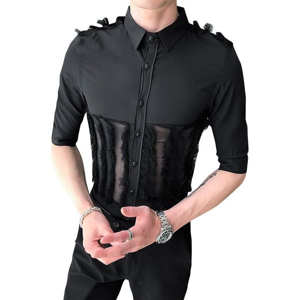 men's casual shirts 2021 five-point sleeve embroidered shirt summer korean version of the trendy hair stylist ruffian slim, White;black
men's casual shirts 2021 five-point sleeve embroidered shirt summer korean version of the trendy hair stylist ruffian slim, White;black