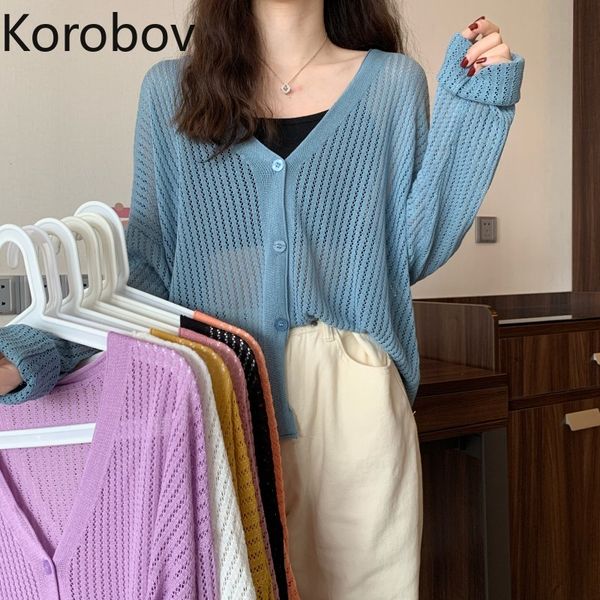 korobov korean hollow out summer knitted women cardigans vintage solid thin v neck long sleeve sweaters new sunscreen outwear 210430, White
korobov korean hollow out summer knitted women cardigans vintage solid thin v neck long sleeve sweaters new sunscreen outwear 210430, White