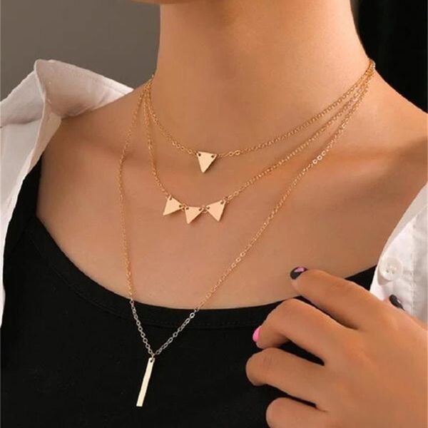 pendant necklaces fashion boho vintage gold thin chain geometric triangle rectangular sequin necklace for women multilevel choker jewelry, Silver
pendant necklaces fashion boho vintage gold thin chain geometric triangle rectangular sequin necklace for women multilevel choker jewelry, Silver
