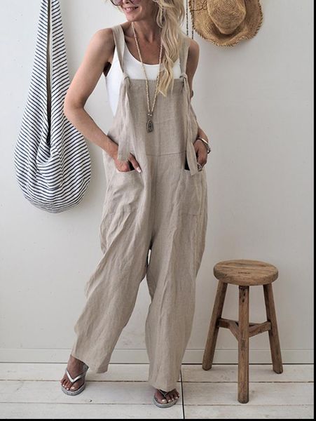 one piece fashion loose women jumpsuit casual playsuits overalls wide leg cropped pants linen solid pocket romper, Black;white
one piece fashion loose women jumpsuit casual playsuits overalls wide leg cropped pants linen solid pocket romper, Black;white