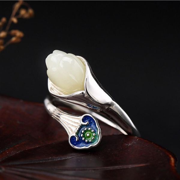 cluster rings silver inlaid natural hetian white magnolia flower opening adjustable ring chinese retro enamel charm women's brand jewel, Golden;silver
cluster rings silver inlaid natural hetian white magnolia flower opening adjustable ring chinese retro enamel charm women's brand jewel, Golden;silver