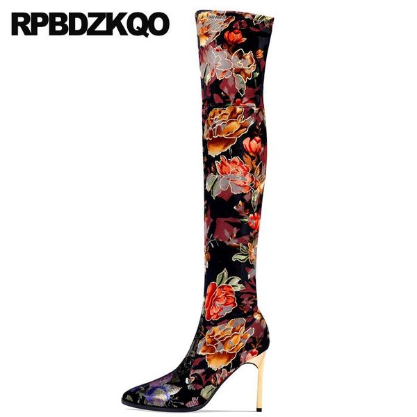 boots crotch high floral print shoes thigh sheepskin luxury women flower printed over the knee metal heel red stiletto slim, Black
boots crotch high floral print shoes thigh sheepskin luxury women flower printed over the knee metal heel red stiletto slim, Black