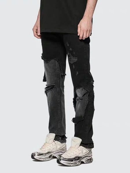 raf high street vibe wind niche wash knife cut broken double stitching hole slim fitting jeans, Blue
raf high street vibe wind niche wash knife cut broken double stitching hole slim fitting jeans, Blue