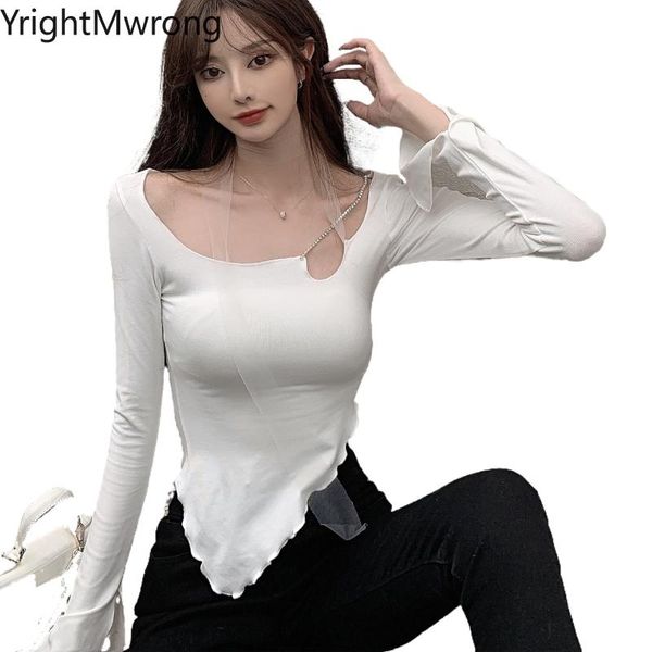 women's t-shirt white black split long sleeve irregular rhinestone strap cotton women crop t shirt cute aesthetic bandage tee
women's t-shirt white black split long sleeve irregular rhinestone strap cotton women crop t shirt cute aesthetic bandage tee