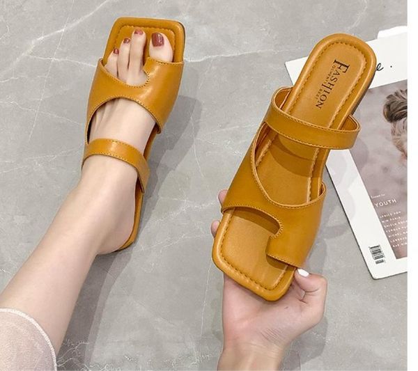 slippers square toe flat slides sandals women leather flip flops summer shoes, Black
slippers square toe flat slides sandals women leather flip flops summer shoes, Black