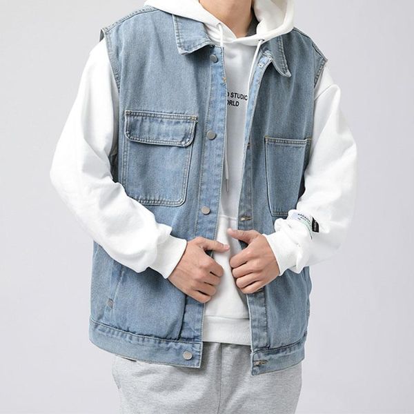 men's vests denim vest jacket cotton 2021clothing spring summer fashion waistcoat male casual jeans vintage korean, Black;white
men's vests denim vest jacket cotton 2021clothing spring summer fashion waistcoat male casual jeans vintage korean, Black;white