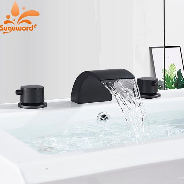 bathroom sink faucets basin matte black waterfall mixer faucet cold and taps wash double handles three holes
bathroom sink faucets basin matte black waterfall mixer faucet cold and taps wash double handles three holes