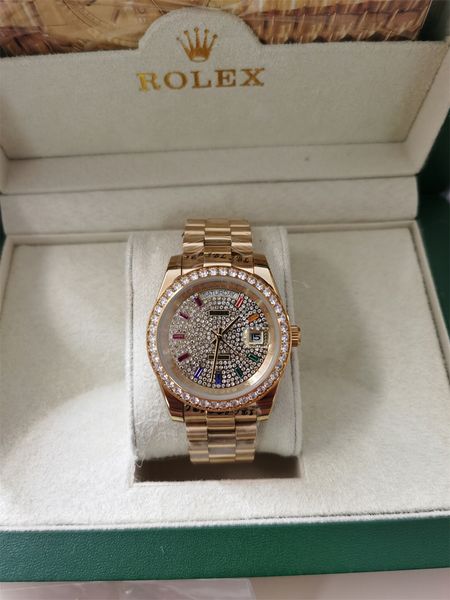 with original box luxury watches 41mm mens 18k yellow gold full diamond dial automatic fashion brand men's watch wristwatch, Slivery;brown
with original box luxury watches 41mm mens 18k yellow gold full diamond dial automatic fashion brand men's watch wristwatch, Slivery;brown