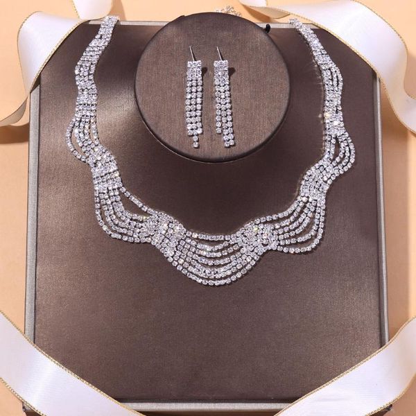 earrings & necklace stonefans luxury rhinestone wave bridal set for women fashion crystal multi layer choker dubai wedding sets wholesale, Silver
earrings & necklace stonefans luxury rhinestone wave bridal set for women fashion crystal multi layer choker dubai wedding sets wholesale, Silver